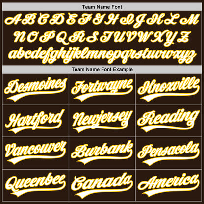 Custom Brown White-Gold Authentic Baseball Jersey - Sky-Custom