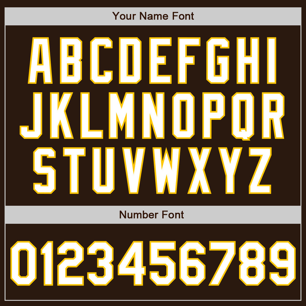 Custom Brown White-Gold Authentic Baseball Jersey - Sky-Custom