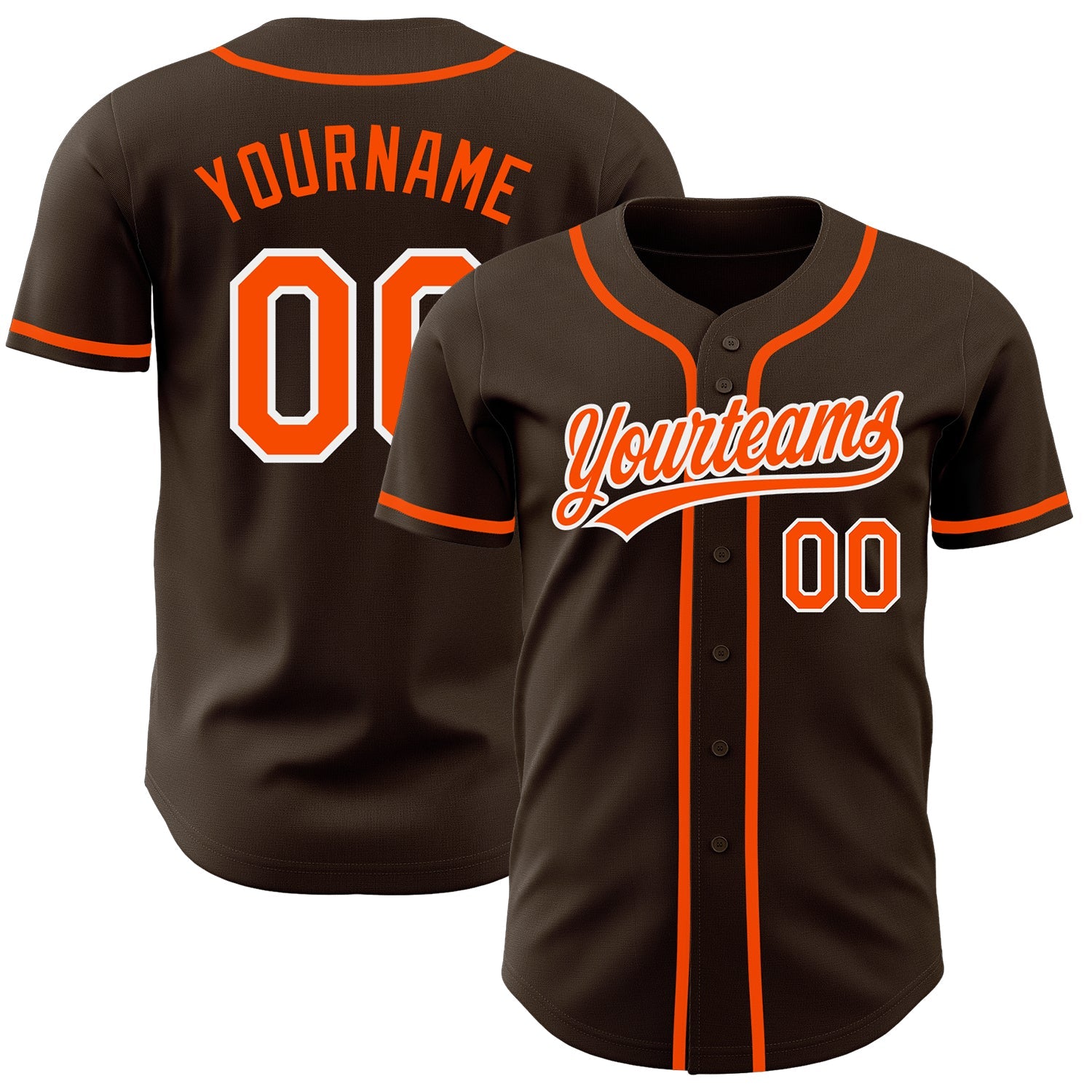 Custom Brown Orange-White Authentic Baseball Jersey - Sky-Custom