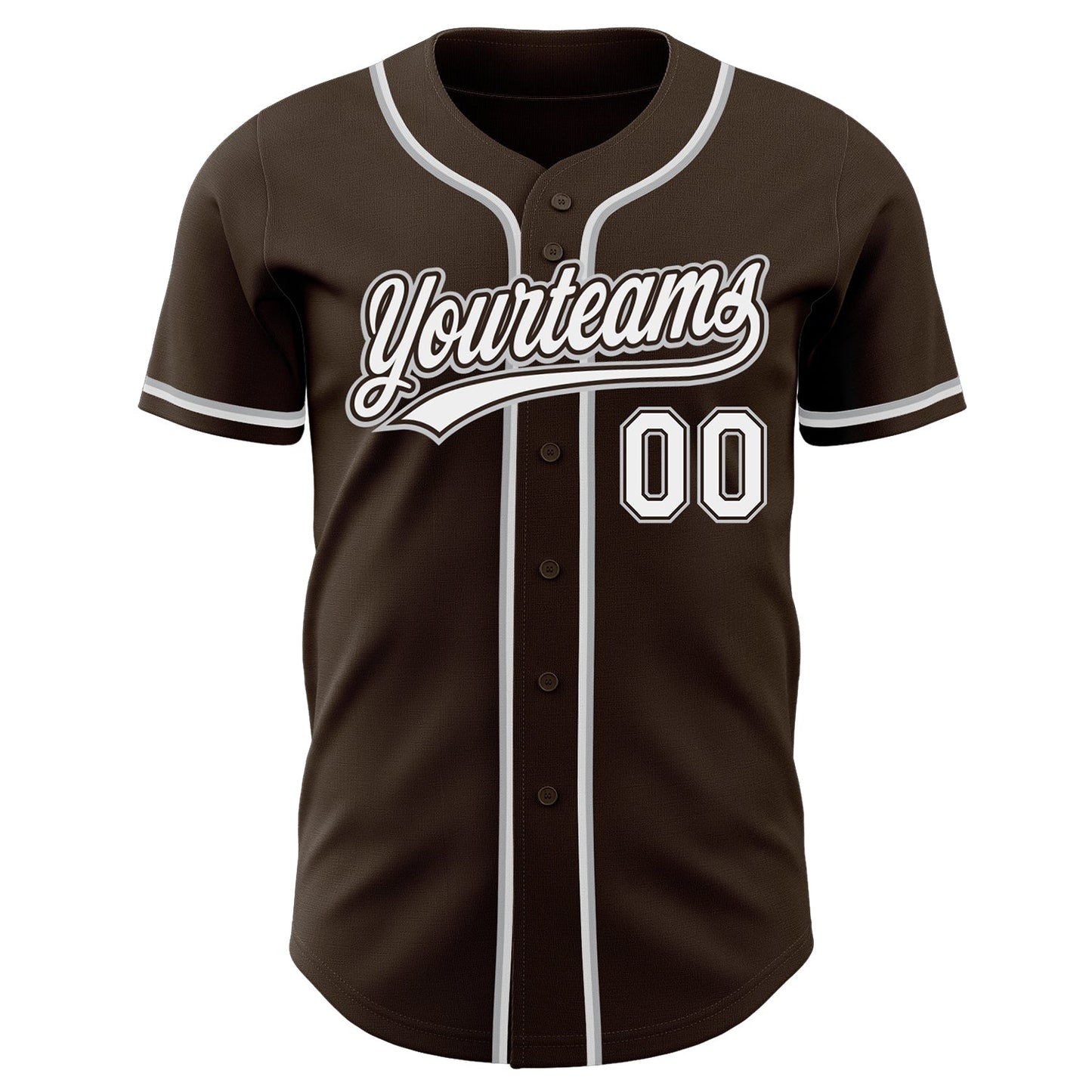 Custom Brown White-Gray Authentic Baseball Jersey - Sky-Custom
