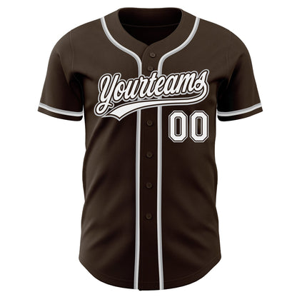 Custom Brown White-Gray Authentic Baseball Jersey - Sky-Custom