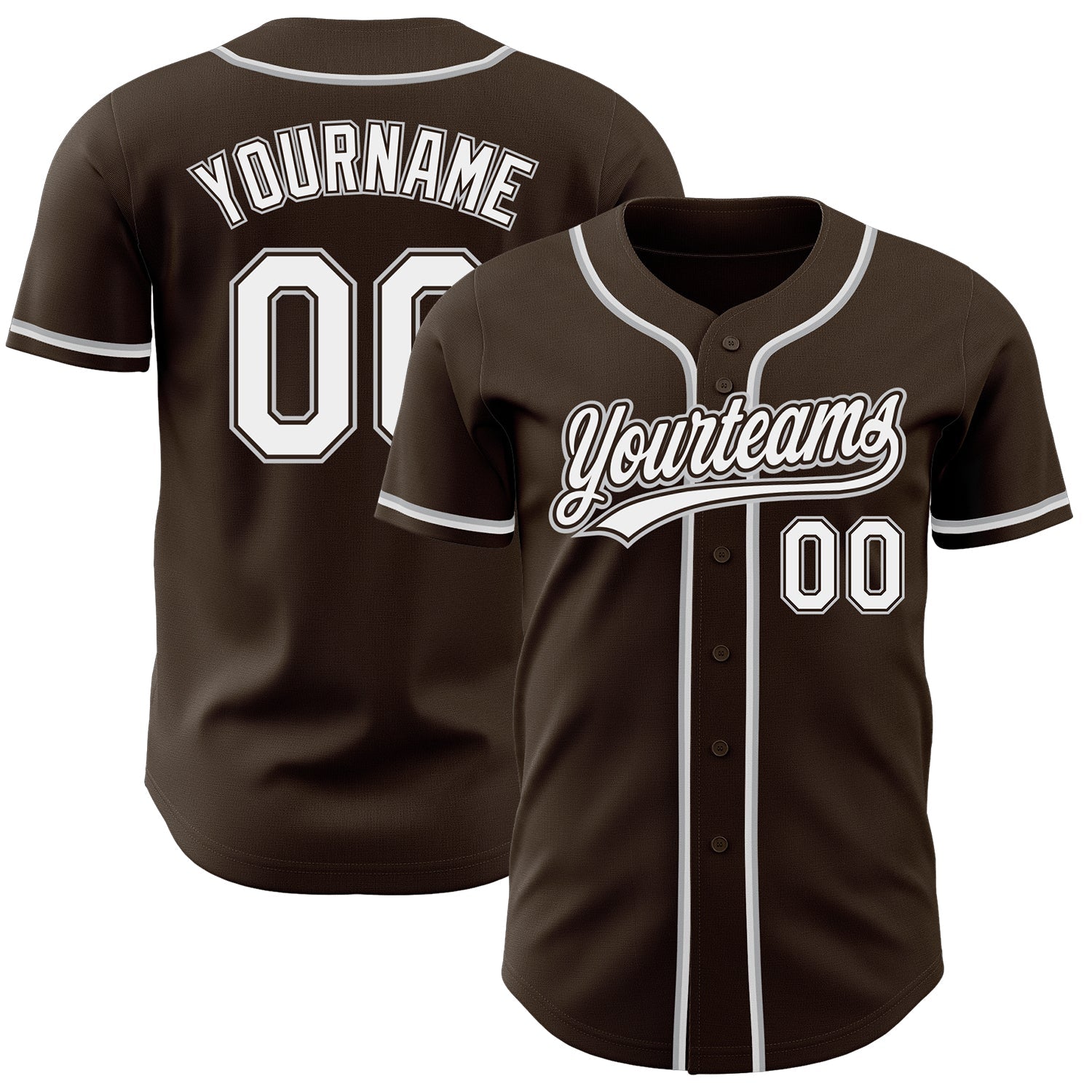 Custom Brown White-Gray Authentic Baseball Jersey - Sky-Custom