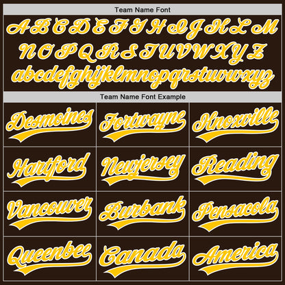 Custom Brown White Pinstripe Gold Authentic Baseball Jersey - Sky-Custom