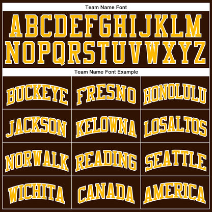 Custom Brown White Pinstripe Gold Authentic Basketball Jersey - Sky-Custom