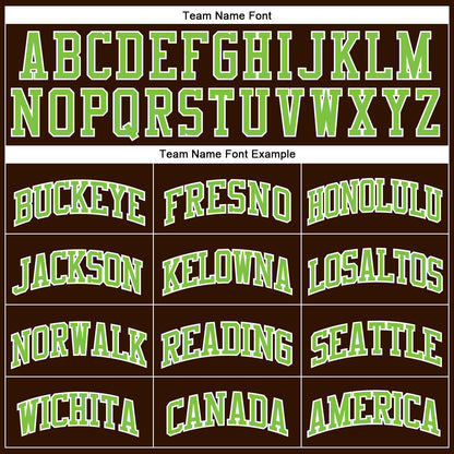 Custom Brown White Pinstripe Neon Green Authentic Basketball Jersey - Sky-Custom