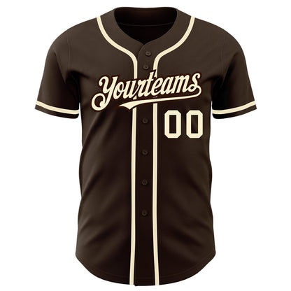 Custom Brown Cream Authentic Baseball Jersey - Sky-Custom