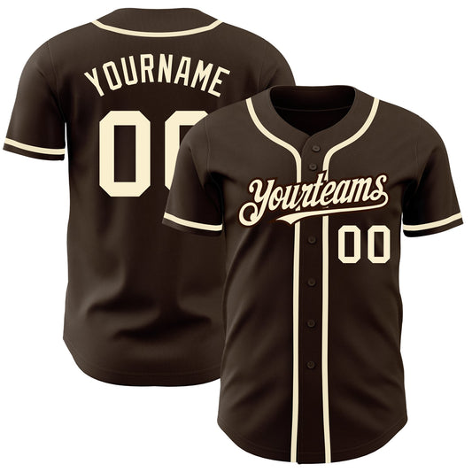 Custom Brown Cream Authentic Baseball Jersey - Sky-Custom