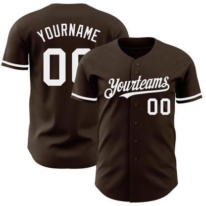 Custom Brown White Authentic Baseball Jersey - Sky-Custom