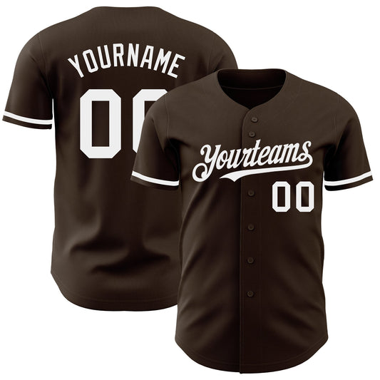 Custom Brown White Authentic Baseball Jersey - Sky-Custom