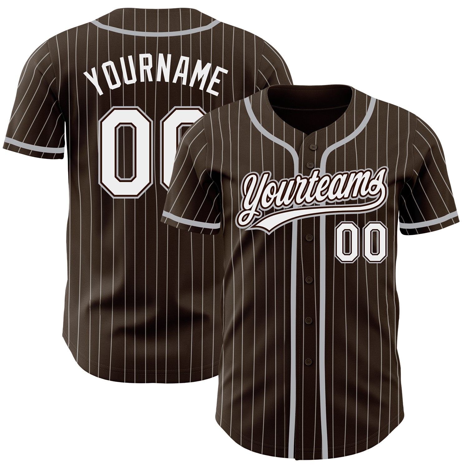 Custom Brown White Pinstripe Gray Authentic Baseball Jersey - Sky-Custom