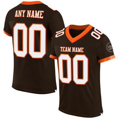 Custom Brown White-Orange Mesh Authentic Football Jersey - Sky-Custom