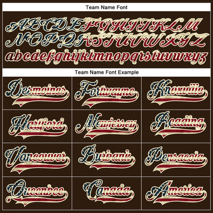 Custom Brown Vintage USA Flag Cream-Red Hockey Lace Neck Jersey - Sky-Custom
