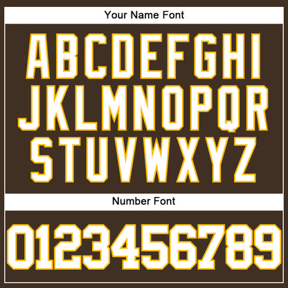 Custom Brown White-Gold Authentic Baseball Jersey - Sky-Custom