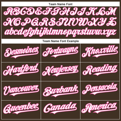 Custom Brown White-Pink Authentic Baseball Jersey - Sky-Custom