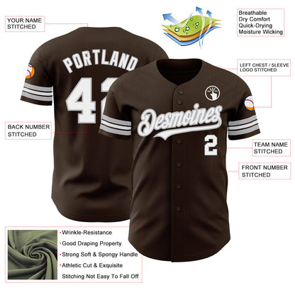 Custom Brown White-Gray Authentic Baseball Jersey - Sky-Custom