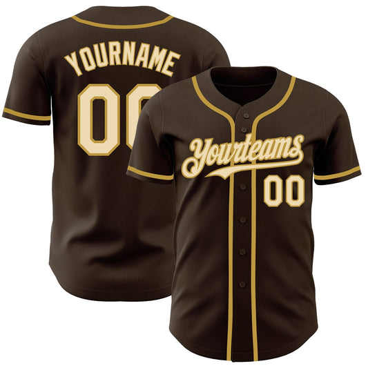 Custom Brown Cream-Old Gold Authentic Baseball Jersey - Sky-Custom