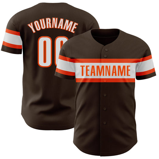 Custom Brown White-Orange Authentic Baseball Jersey - Sky-Custom