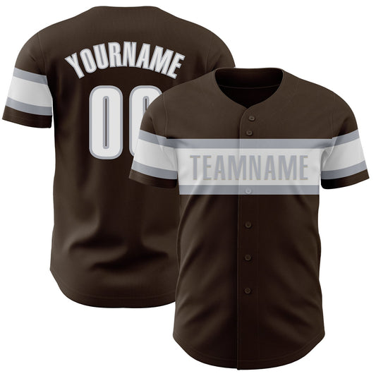 Custom Brown White-Gray Authentic Baseball Jersey - Sky-Custom