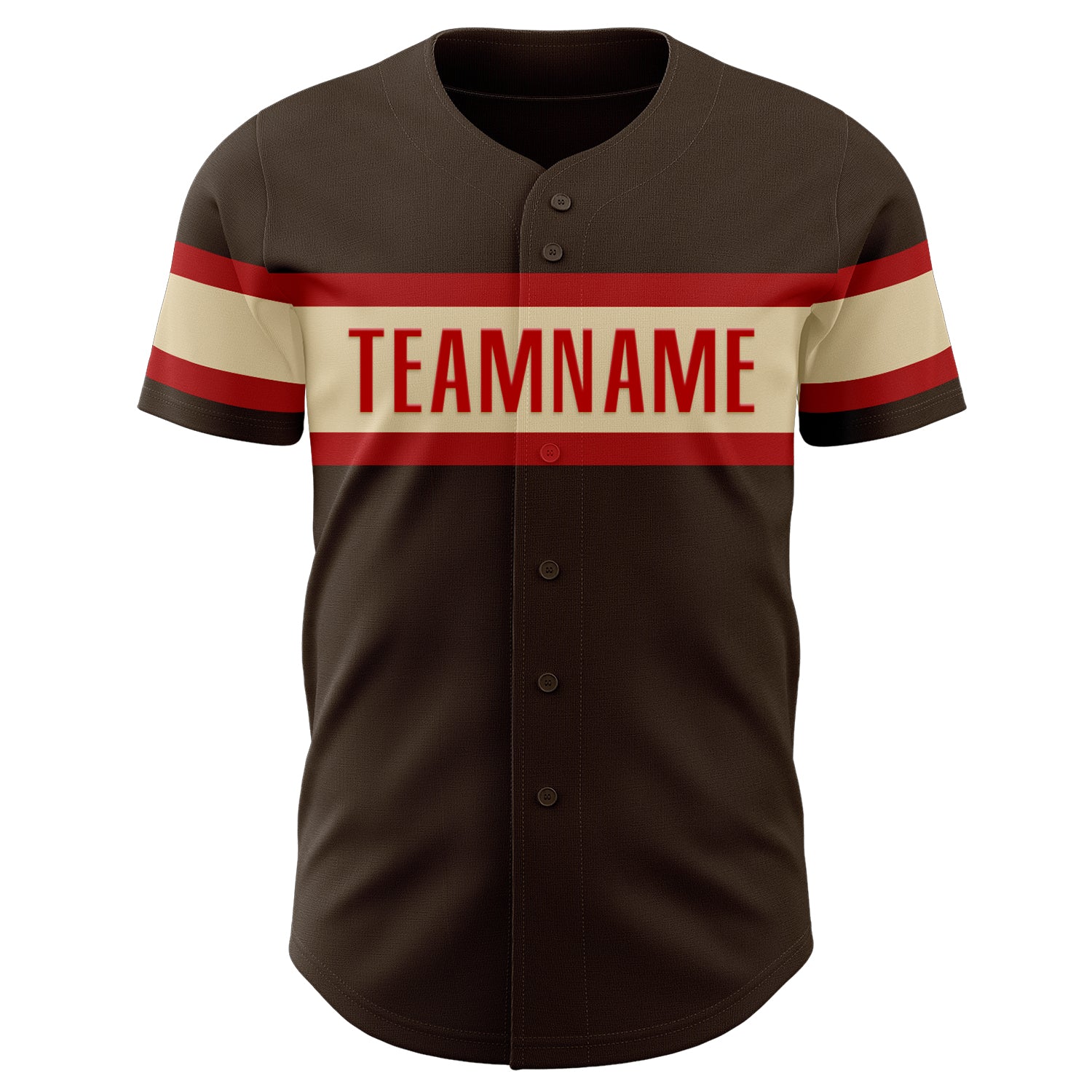 Custom Brown Cream-Red Authentic Baseball Jersey - Sky-Custom