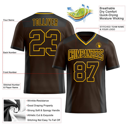 Custom Brown Gold-Black Mesh Authentic Football Jersey - Sky-Custom