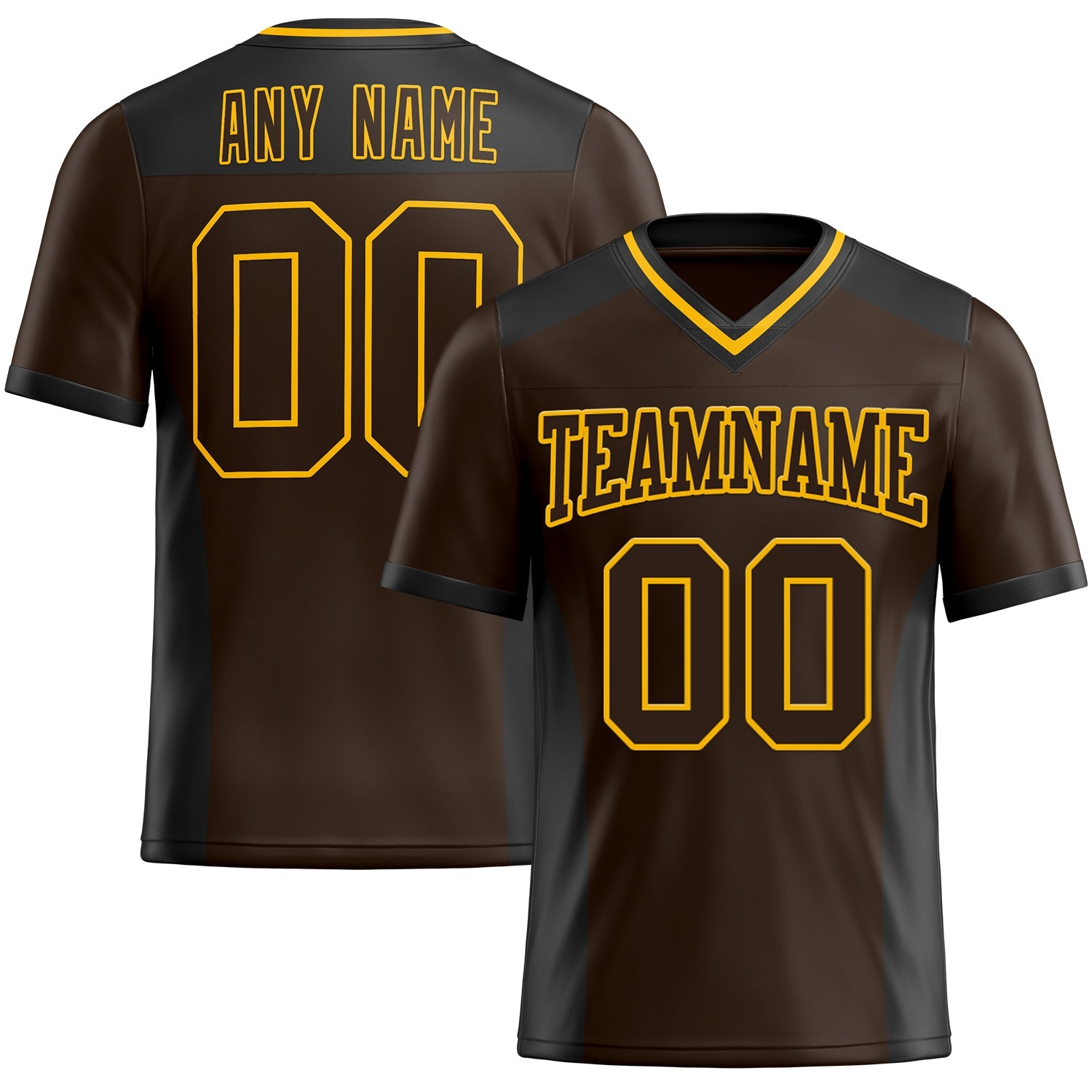 Custom Brown Gold-Black Mesh Authentic Football Jersey - Sky-Custom
