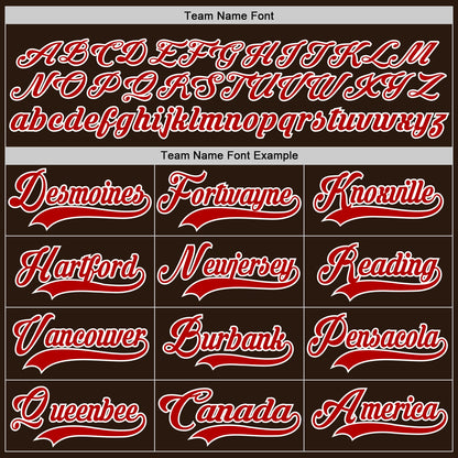 Custom Brown Red-White Hockey Lace Neck Jersey - Sky-Custom