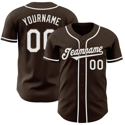 Custom Brown White Authentic Baseball Jersey - Sky-Custom