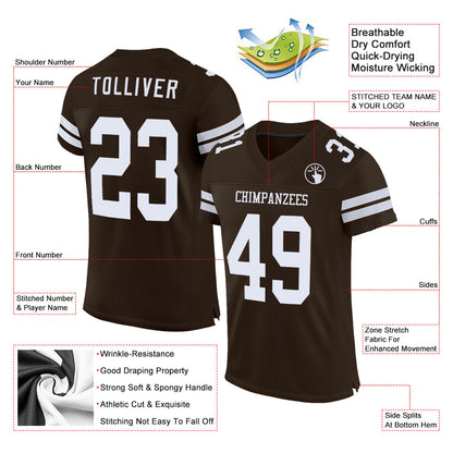 Custom Brown White Mesh Authentic Football Jersey - Sky-Custom