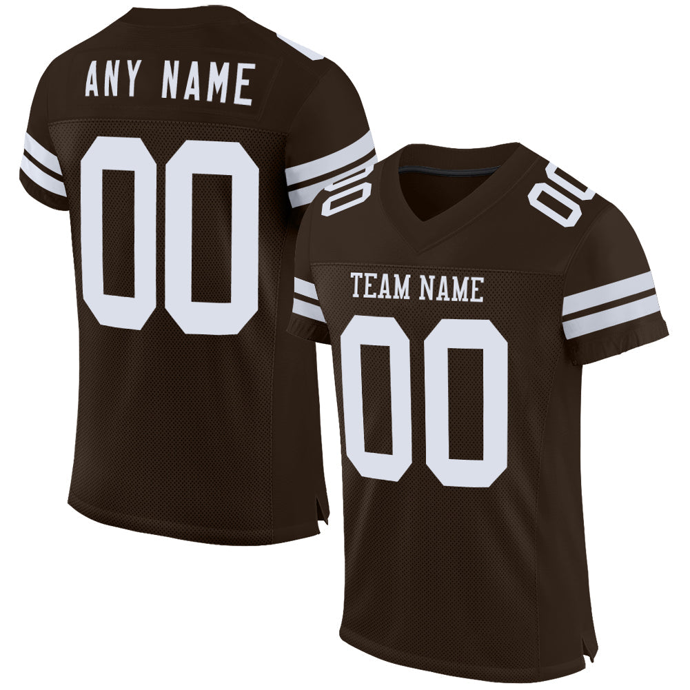Custom Brown White Mesh Authentic Football Jersey - Sky-Custom
