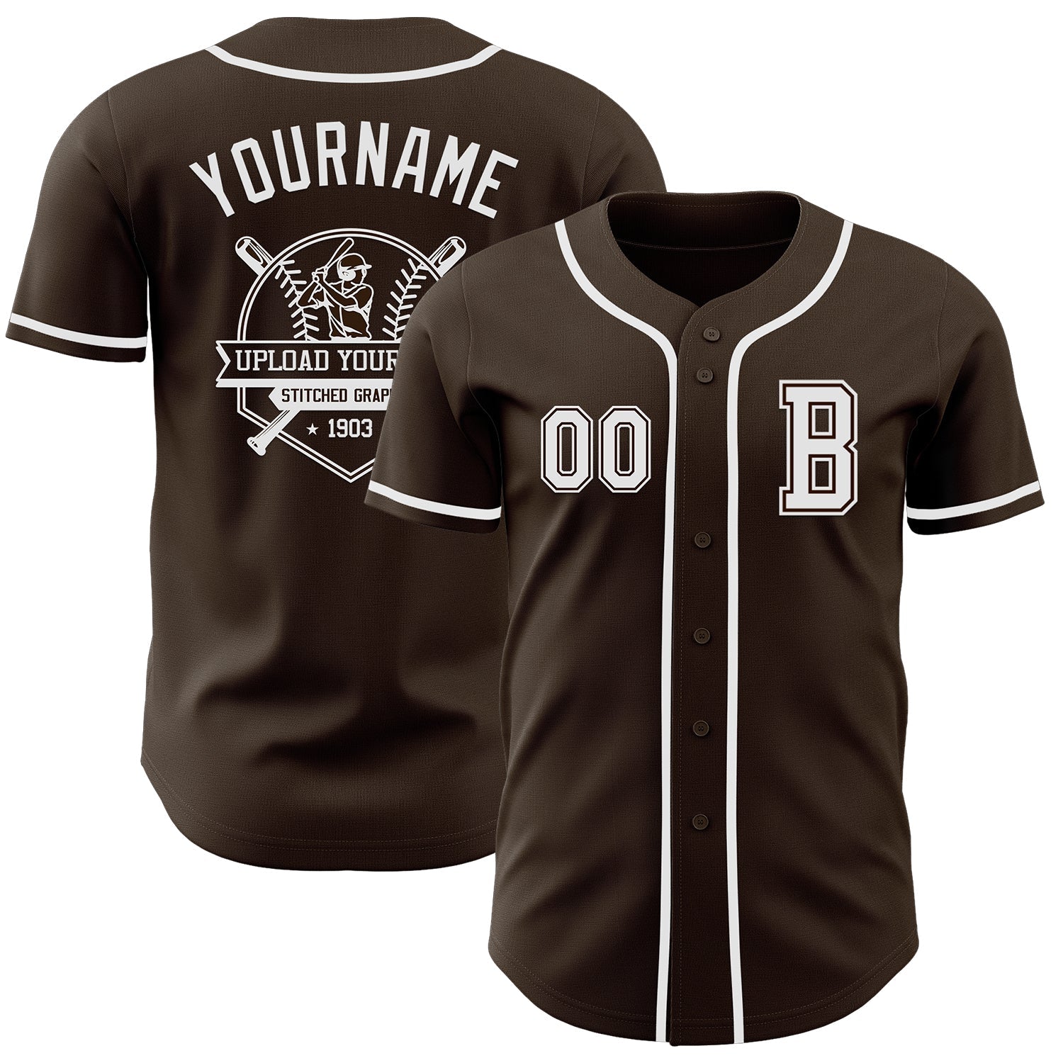 Custom Brown White Authentic Baseball Jersey - Sky-Custom