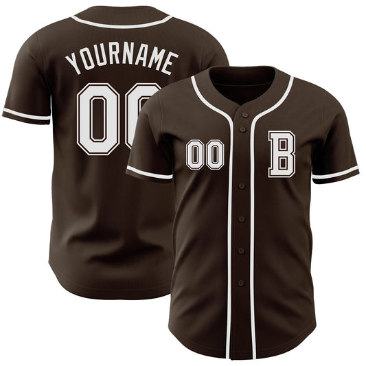 Custom Brown White Authentic Baseball Jersey - Sky-Custom