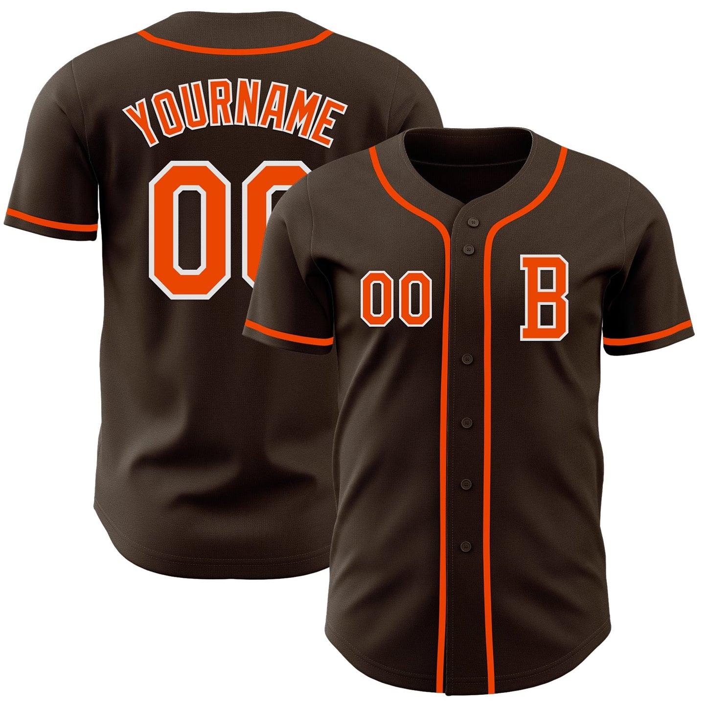Custom Brown Orange-White Authentic Baseball Jersey - Sky-Custom