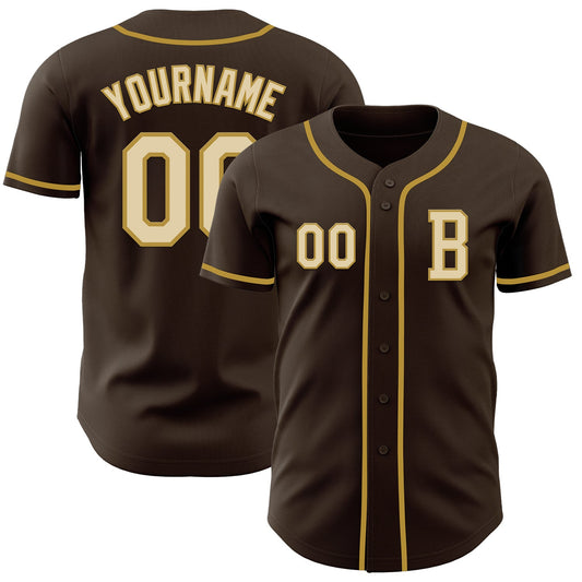 Custom Brown Cream-Old Gold Authentic Baseball Jersey - Sky-Custom
