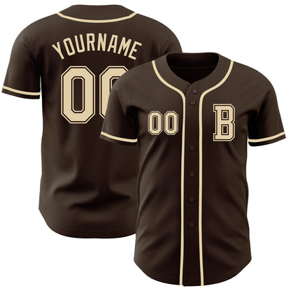 Custom Brown Cream Authentic Baseball Jersey - Sky-Custom