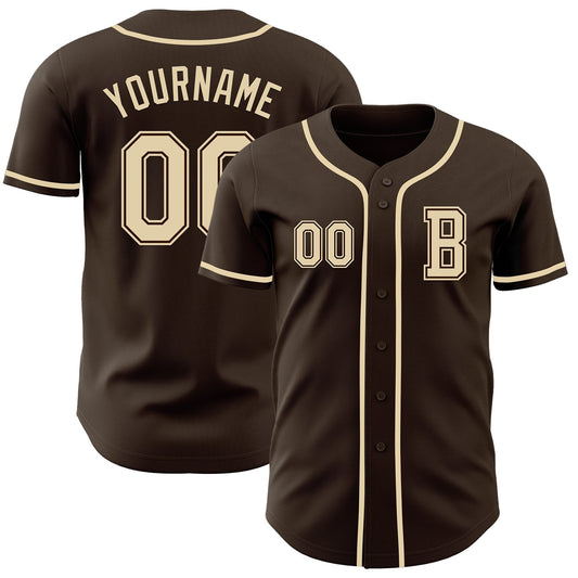Custom Brown Cream Authentic Baseball Jersey - Sky-Custom
