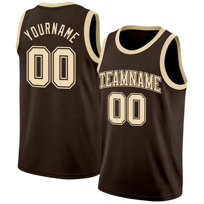 Custom Brown Cream Authentic Basketball Jersey - Sky-Custom