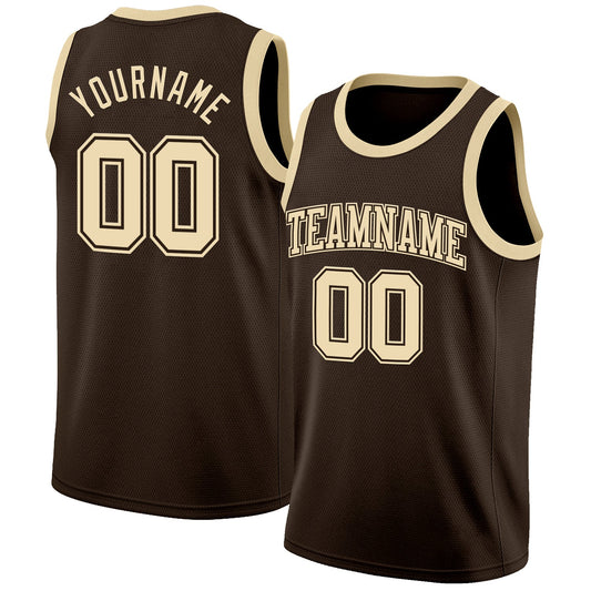 Custom Brown Cream Authentic Basketball Jersey - Sky-Custom