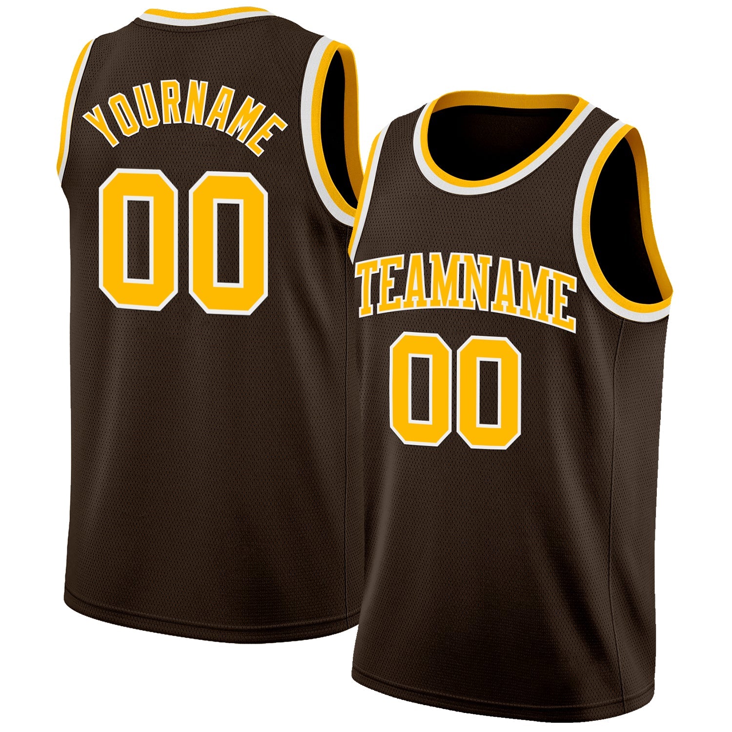 Custom Brown Gold-White Authentic Basketball Jersey - Sky-Custom