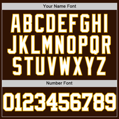 Custom Brown White-Gold Authentic Basketball Jersey - Sky-Custom