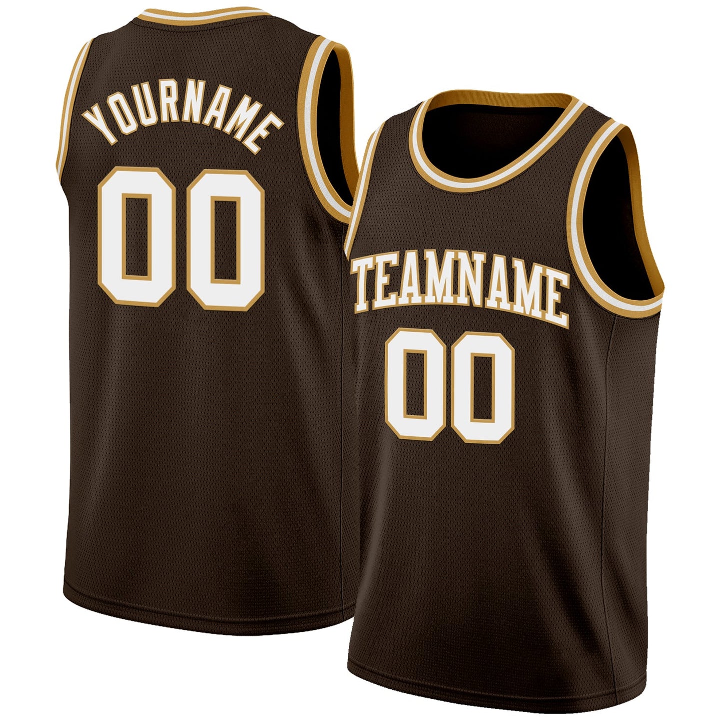 Custom Brown White-Old Gold Authentic Basketball Jersey - Sky-Custom