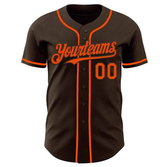 Custom Brown Orange Authentic Baseball Jersey - Sky-Custom