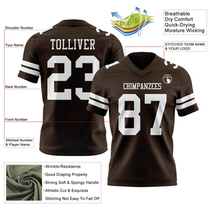 Custom Brown White Mesh Authentic Football Jersey - Sky-Custom