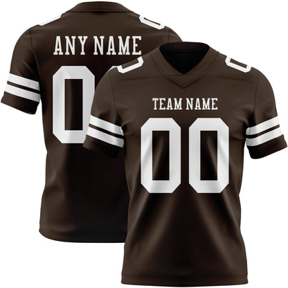 Custom Brown White Mesh Authentic Football Jersey - Sky-Custom