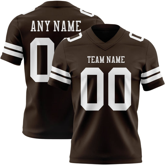 Custom Brown White Mesh Authentic Football Jersey - Sky-Custom