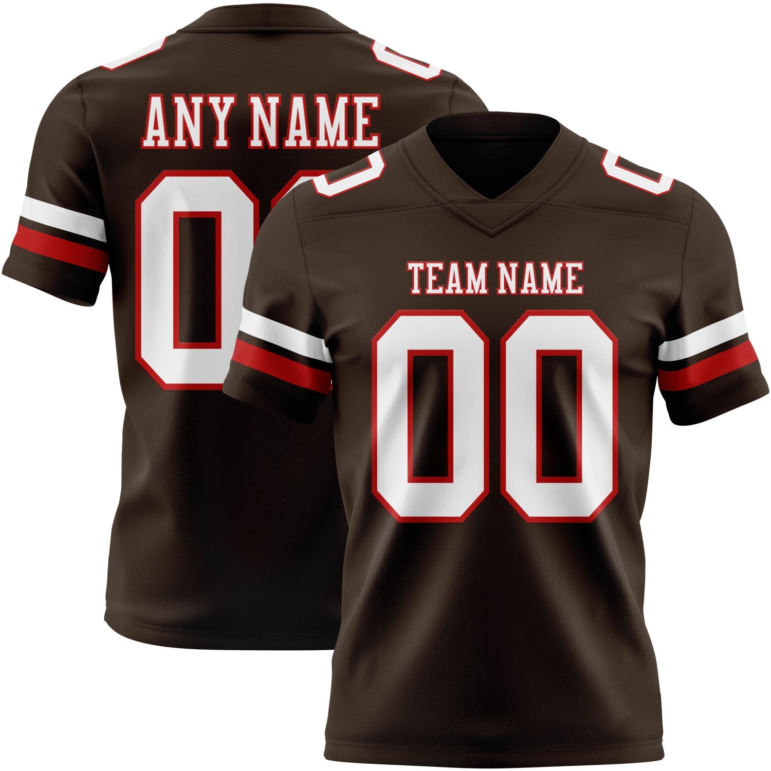 Custom Brown White-Red Mesh Authentic Football Jersey - Sky-Custom