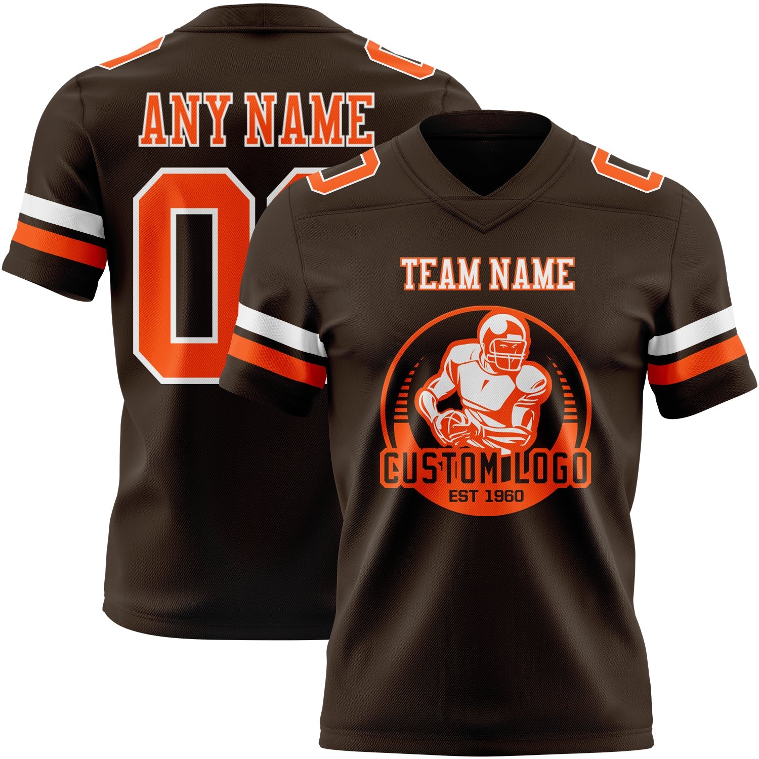 Custom Brown Orange-White Mesh Authentic Football Jersey - Sky-Custom