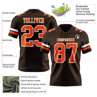 Custom Brown Orange-White Mesh Authentic Football Jersey - Sky-Custom