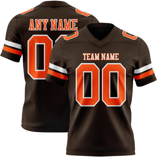 Custom Brown Orange-White Mesh Authentic Football Jersey - Sky-Custom