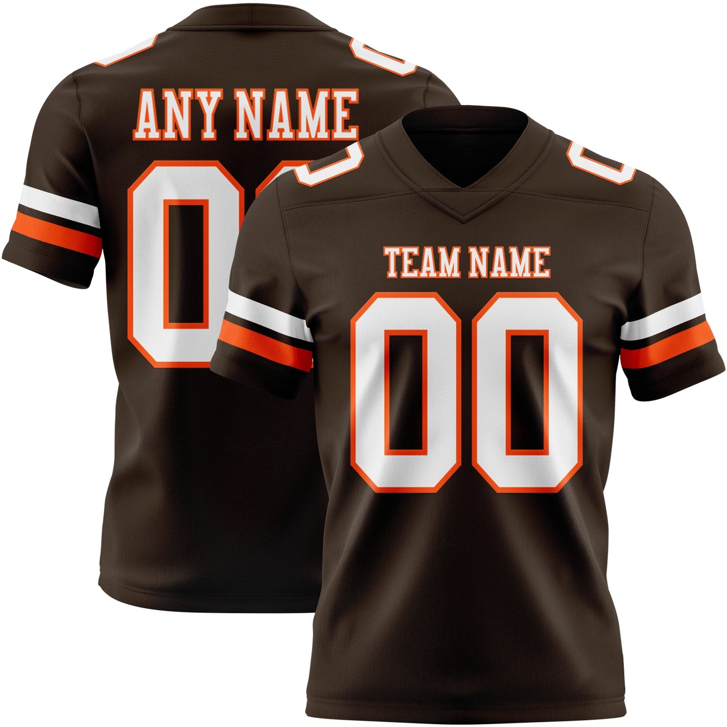 Custom Brown White-Orange Mesh Authentic Football Jersey - Sky-Custom