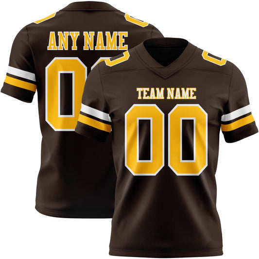 Custom Brown Gold-White Mesh Authentic Football Jersey - Sky-Custom